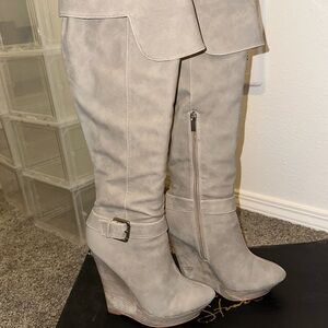 Gently used over the knee wedge boots